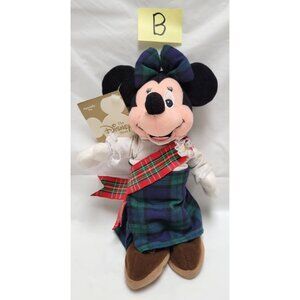 Vintage Disney Store Highland Minnie Mouse 9" Beanbag Plush Doll Tag NOS - Lot B